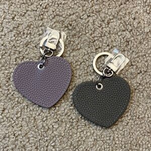 Heart Leather Keychain or Bag Charm Set - Purple & Grey